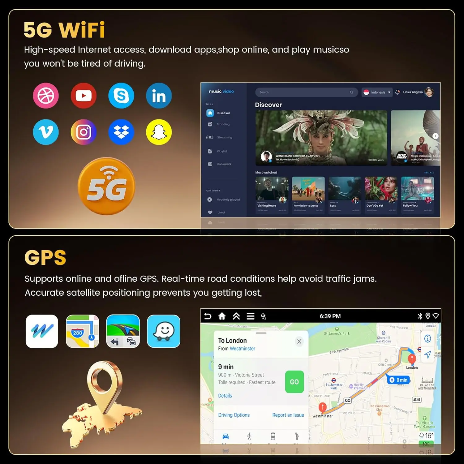 ستيريو سيارة 9 بوصات لسوزوكي سويفت 2011-2017، أندرويد 15، كاربلاي، اندرويد أوتو، نظام تحديد المواقع العالمي (GPS)، كاميرا احتياطية، بلوتوث، واي فاي #5