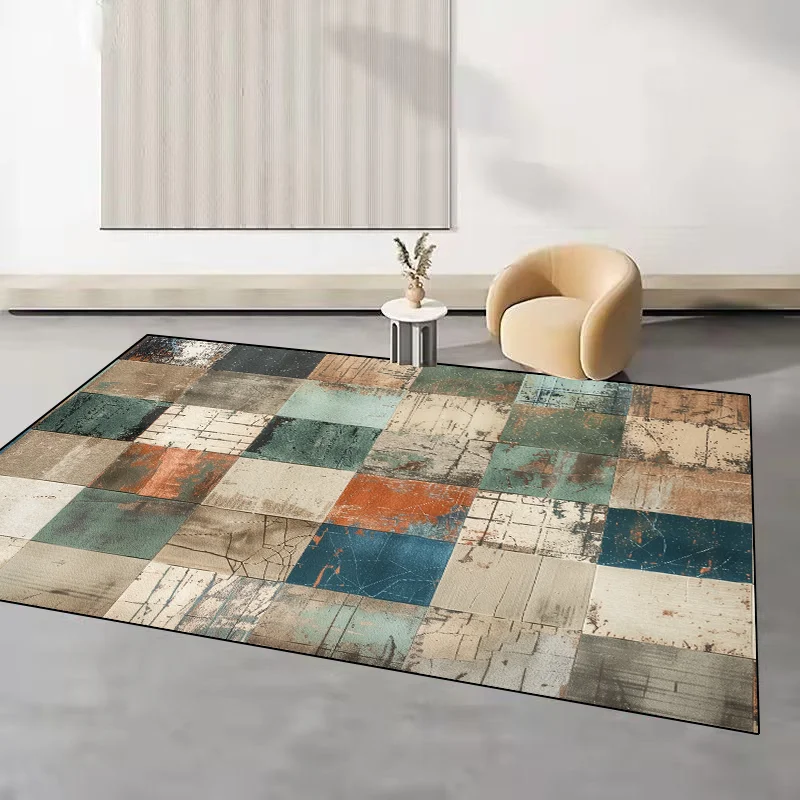 Retro Abstract Style Carpet Living Room Decoration Light Luxury Easy Clean Non-slip Sofa Side Rugs for Bedroom Floor Mat Tapete