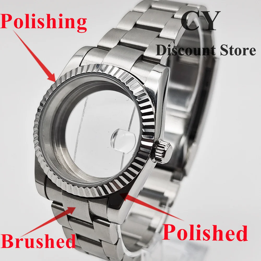 RICHUS 36/39mm Silver Stainless Steel Watch Case Sapphire Crystal Fit NH35 NH36 ETA2824 2836 Miyota82 Movement Replacement Parts