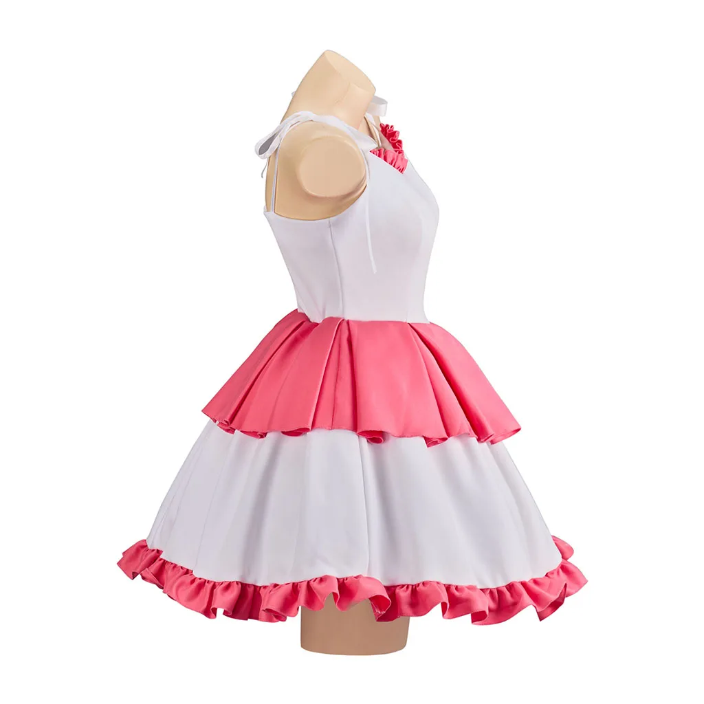 Perfect Blue Mima Kirigoe Cosplay Kostuum Roze Slipdress met Strik Kousen Lolita Tube Dress Halloween Party Outfits