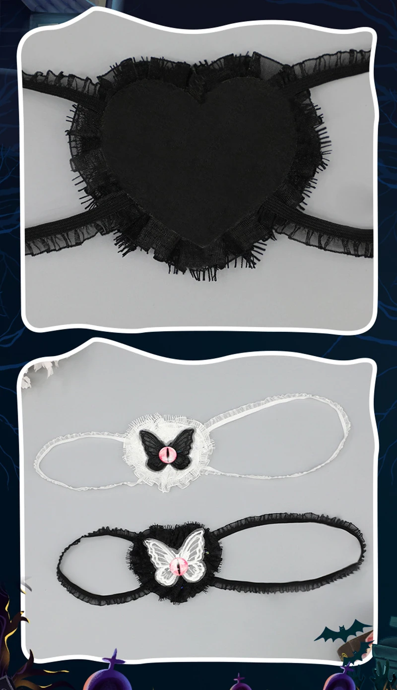 Lolita Gothic One Eye Maske Cosplay Anime Halloween Party Kostüme Prop Kostüm Weihnachten Dame Mädchen Herz Brillen Weihnachten Geschenke – Detail 8
