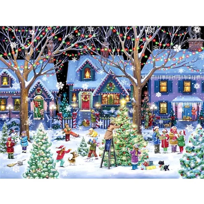 RUOPOTY Painting By Numbers Handicraft Art Pictures By Numbers Christmas Scenery Easy Acrylic on Canvas Handpainted Diy Idea