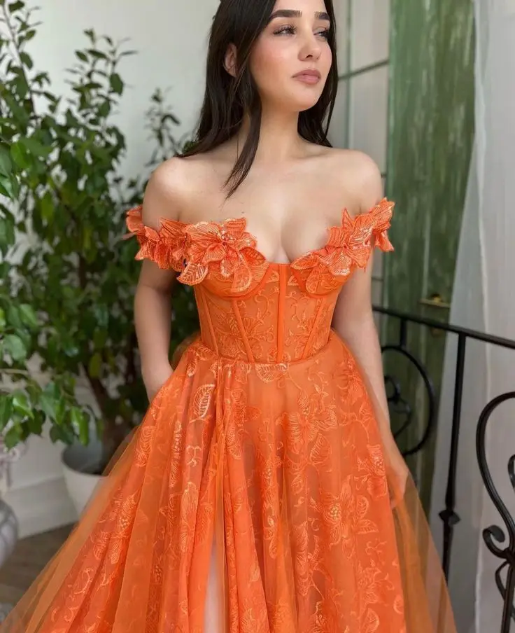 Robe de Bal en Dentelle pour Femme, Longue Longueur au Sol, Décolmétrage en V, Fente Avant, pour Occasions Spéciales