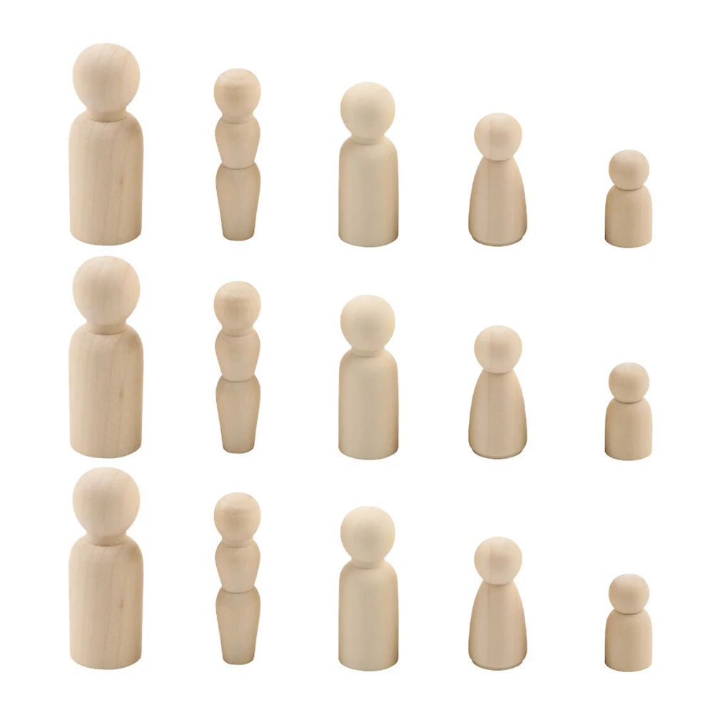 

40 Pcs DIY Painted Wooden Peg Blank Crafts Unfinished Figurines Kids Toys Wood Cubes Creative Graffiti Home Decor