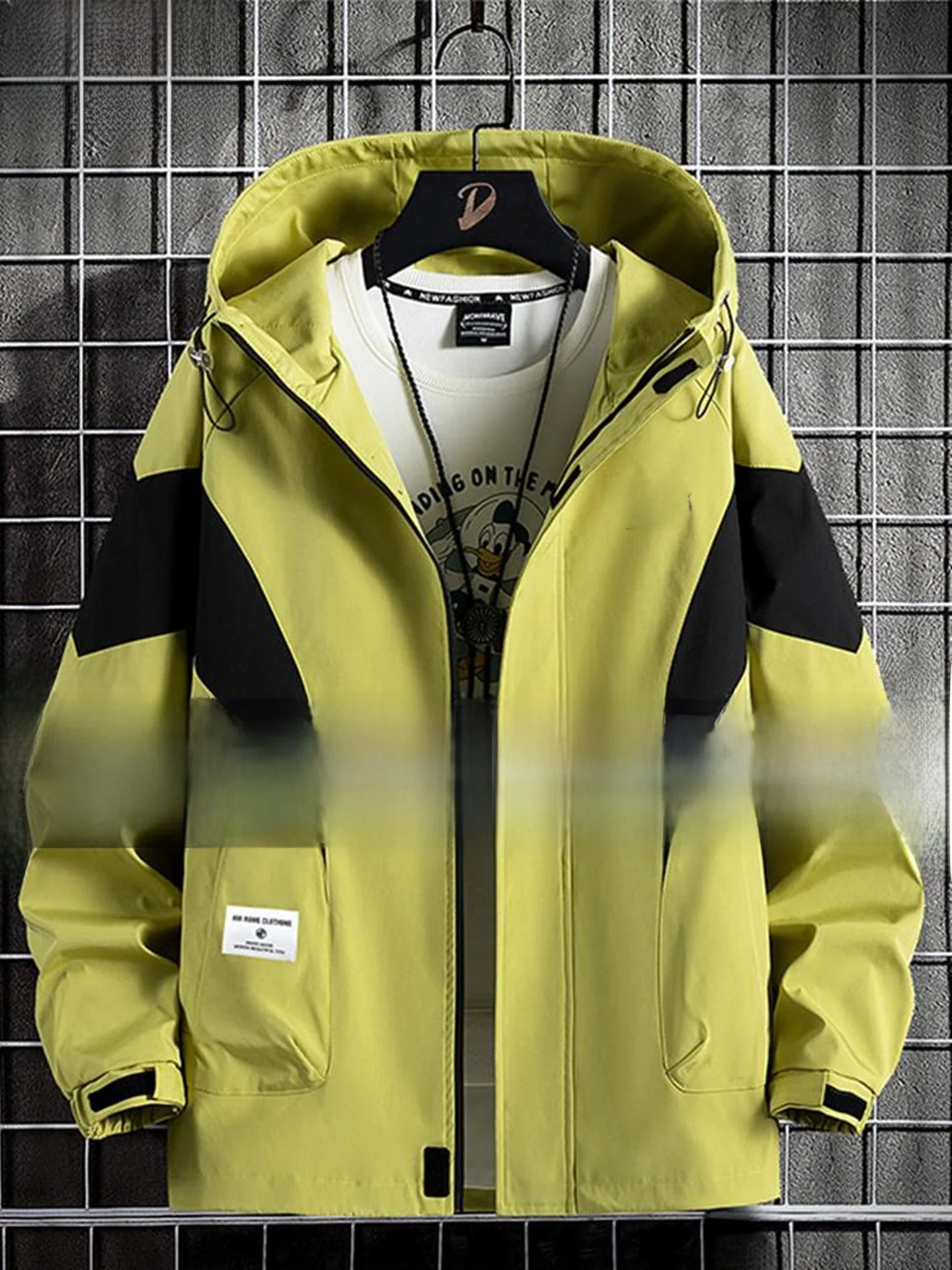 

Spirit Men's plus Size Workwear Jaet Outdoor Autumn Coat Breathable Polyester Nylon Cosite Fiber Long Sve Zipper