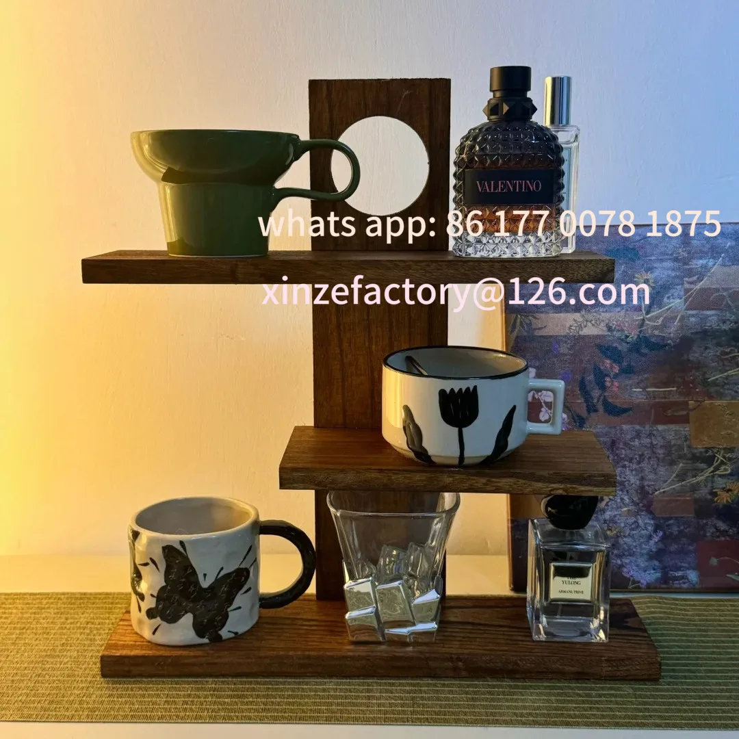 Espositore per profumo in vero legno vintage personalizzabile Portaoggetti per incenso multistrato da tavolo Ra Portabicchieri per cosmetici per la casa