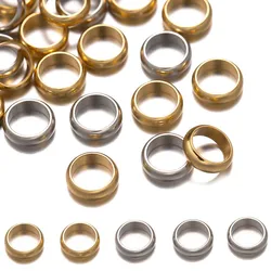 50pcs Large Hole Stainless Steel Flat Round Spacer Cord Bead For DIY Leather Bracelet Bracelet Necklace Jewelry Making Findings