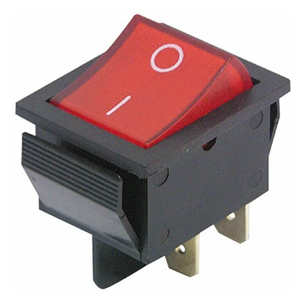 High Quality Rocker Switch Power Button 16A 250V 37*30*33mm 4 Pins ON/OFF Switch With Light With Waterproof Cover