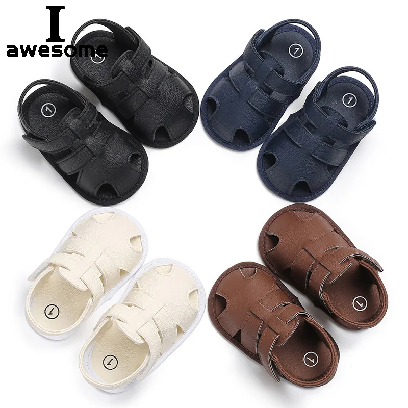 

Baby Summer Sandals For 0-18 Months Boy Girl Slippers Toddler Kids 2021 Summer New Nursery School First Walkers PU Leather Shoes