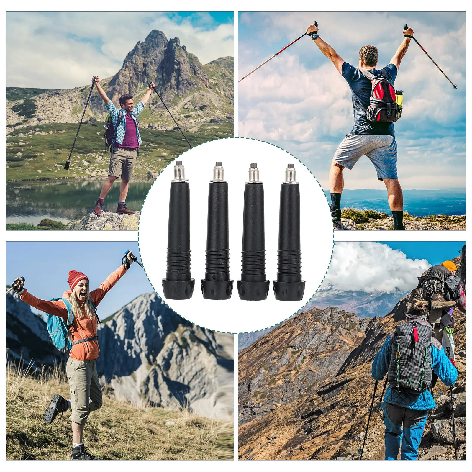 

4Pcs Trekking Pole Tip Tungsten Steel Walking Sticks Climbing Rod Accessories Hiking Gear Protector Extended Life Increased Grip