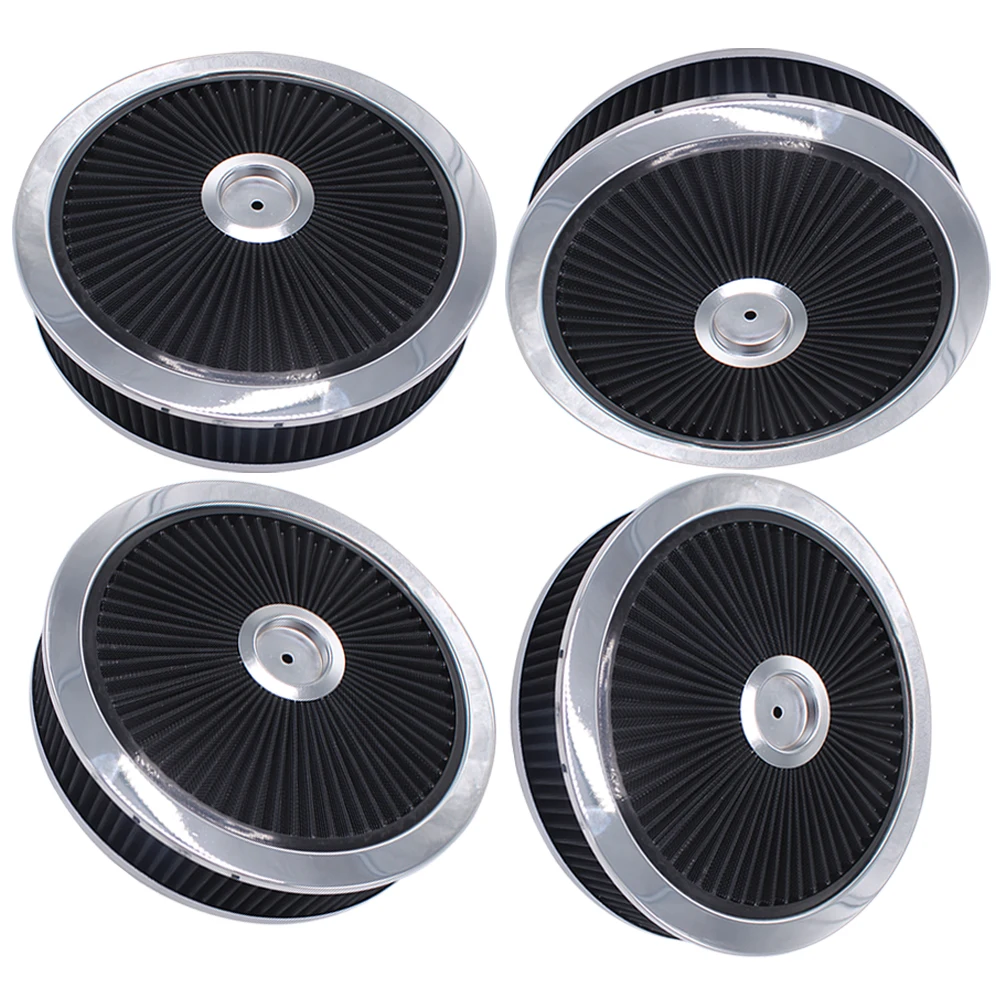 14x3 Inch Washable Round Super Flow Air Cleaner with Raised Top High Flow Replacement Air Cleaner for Chevy for Ford