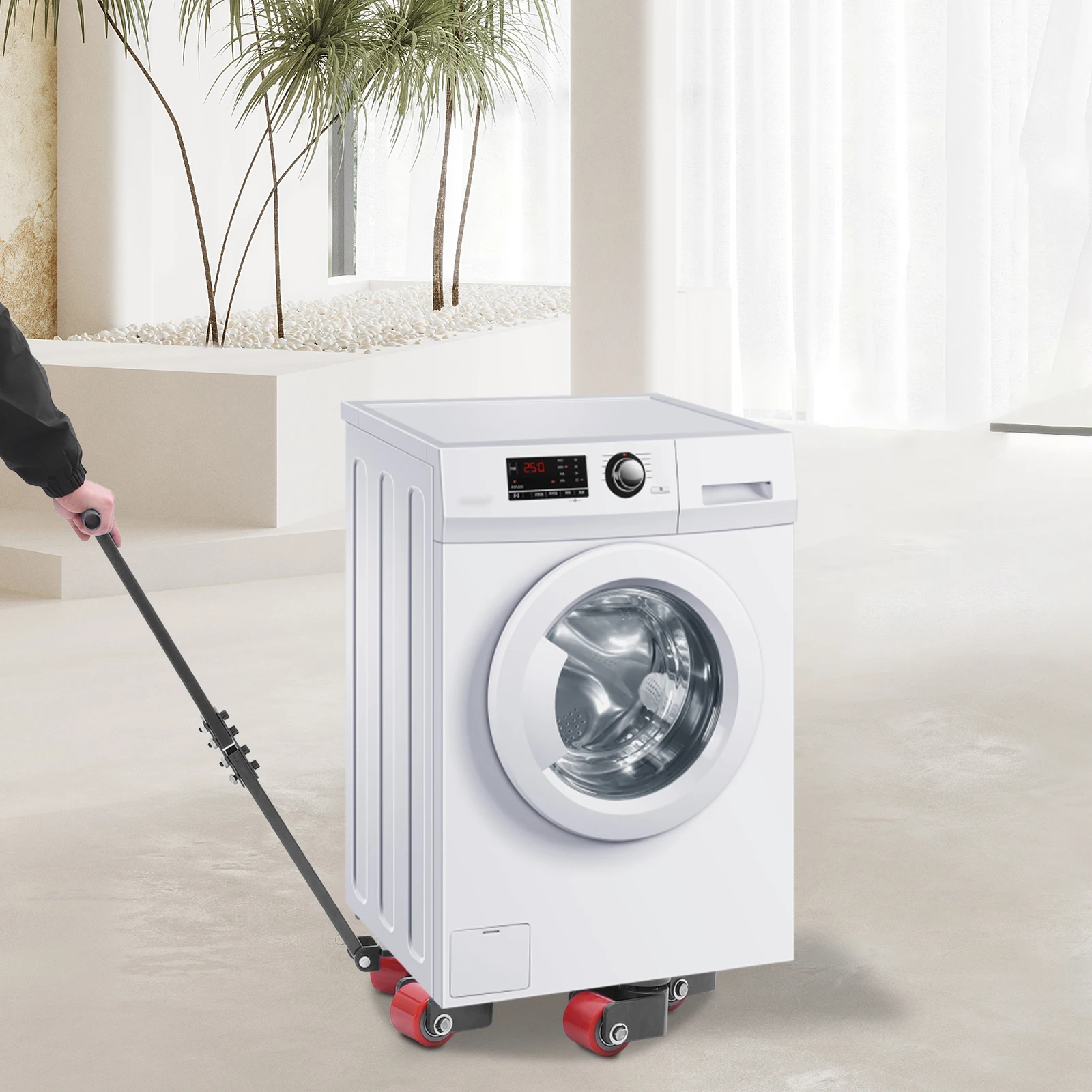 

Black Transport Tank with Handle Load-bearing 4T Portable Transport Tool 5-wheel Logistics Pallet Machinery Mover