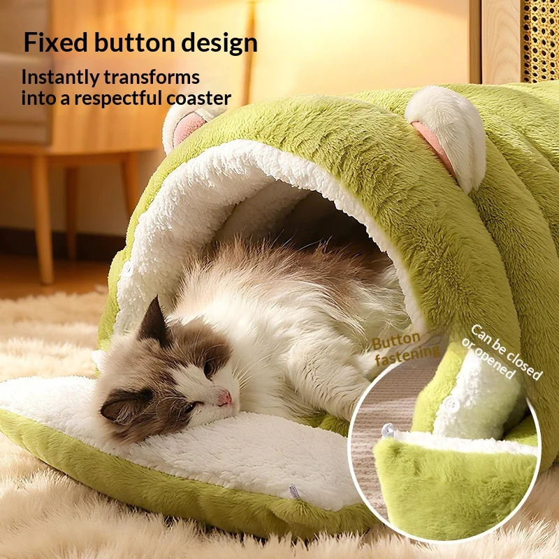 

Heated Cat Bed Winter Warm Plush House with Removable Washable Cover Safe Warmth for Cats Small Pets Anxiety Relief