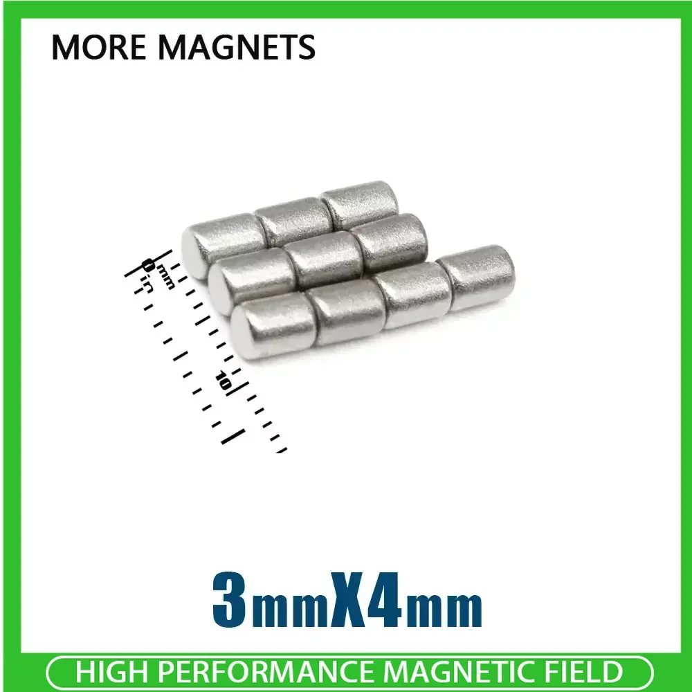 

100/200/500/1000 шт. 3x4 мм N35 Супер Сильный цилиндр редкоземельный магнит Круглые неодимовые магниты мини маленький магнит