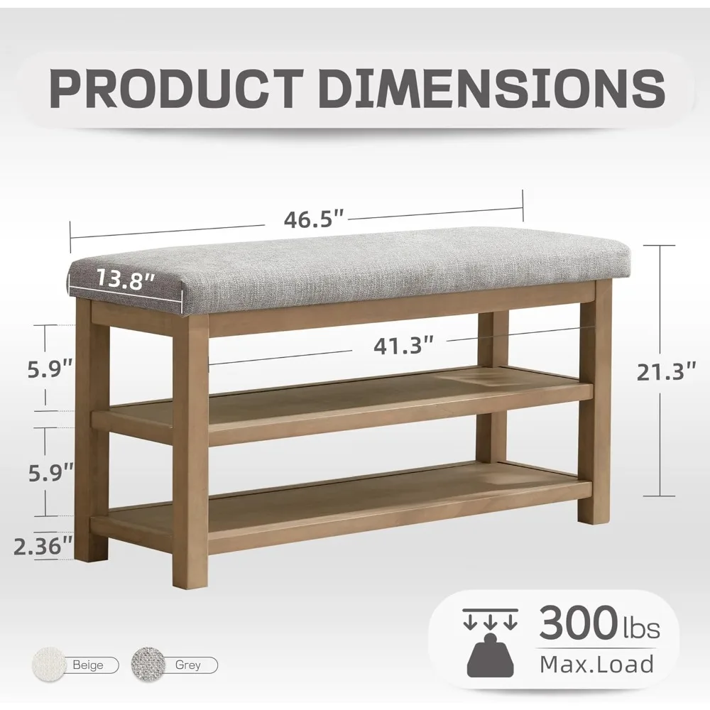 رف أحذية من الخشب الصلب بطبقتين حديث من منتصف القرن مع وسادة لتخزين المدخل والممر #2