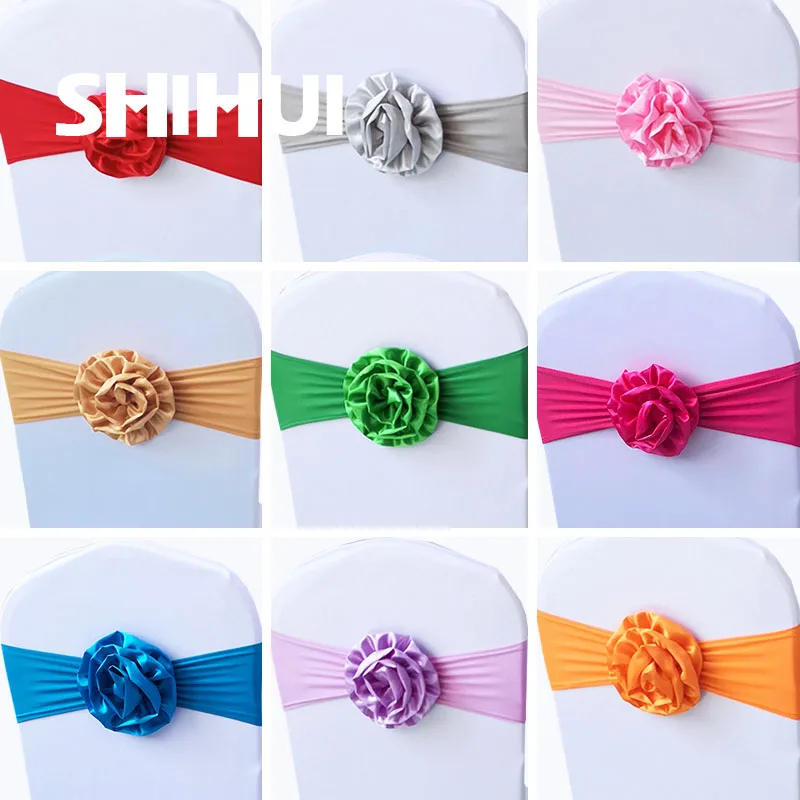 Chair Sashes Tie Gauze Knot Cover Flower Back Elastic Band Grenadine Belt Bow For Banquet Wedding Party Event Dining Decoration