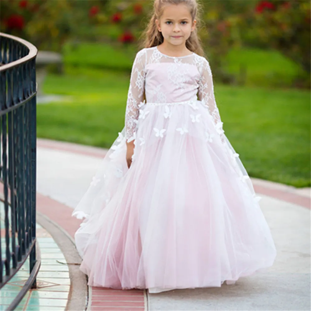 

Flower Girl Dress Birthday Wedding Sleeveless First Communion Lace Princess Wedding Beauty Pageant Dream Kids Ball