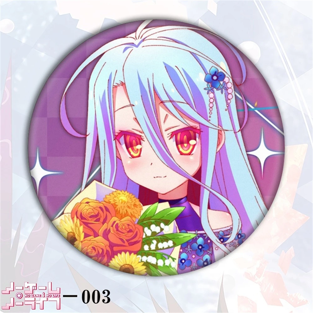 58 مللي متر أنيمي لا لعبة لا حياة الأبيض فارغة تأثيري زي شارة دبوس SPTE صفيح بروش الدعامة جيلف