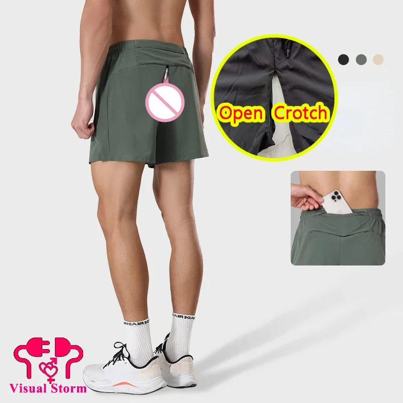 

Open Crotch 5XL Breathable Sporty Gym Shorts Men's Fitness Casual Mini Leggings Outdoor Jogging Playing Easy Crotchless Clubwear