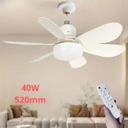 Remote Control Fan Ceiling Light Dimming LED Ceiling Fan With Lights E27 24W/30W/40W/80W For Home Living Room Inoor Lighting