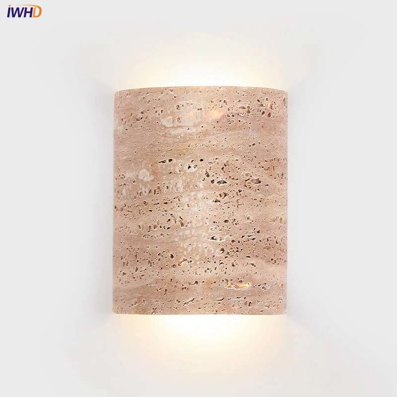 IWHD-Lámpara De pared De travertino amarilla moderna, apliques De luz De Pared LED creativos para sala De estar, decoración del hogar, Luminaria De