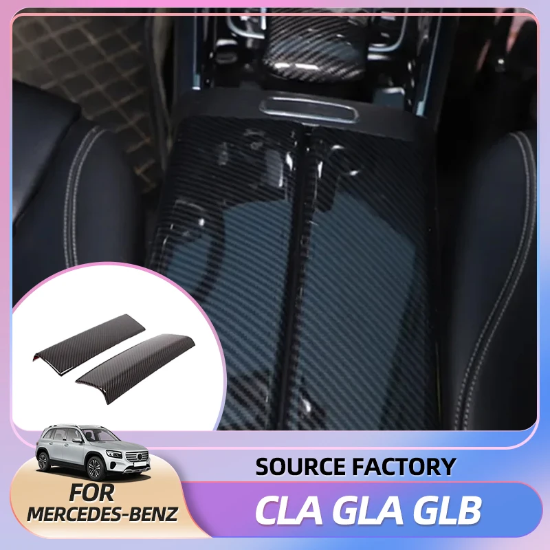 

Эмблемы ABS Carbon Автомобильный центральный подлокотник Ящик для хранения Панель Накладка для Mercedes Benz A B Class CLA GLA GLB W177 W247