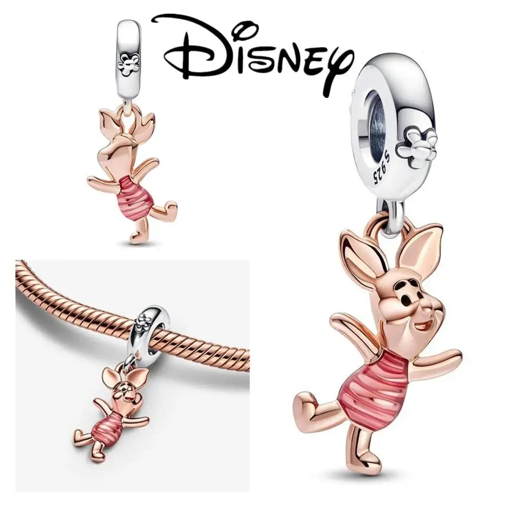 Disney-Breloque en argent regardé 925 pour femme, perle de soupière des travailleurs, convient au bracelet Pandora original, pendentif bijoux, cadeau de bricolage, 100e, 2024