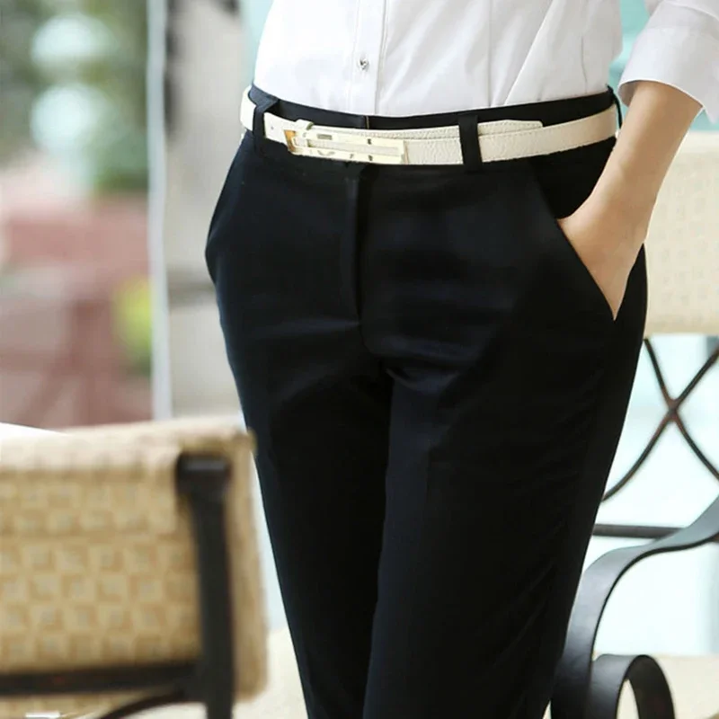 

Office Lady High Waist Pencil Pants Women Spring Summer Skinny 92cm Capris OL Fashion Black Work Straight Trousers Z179