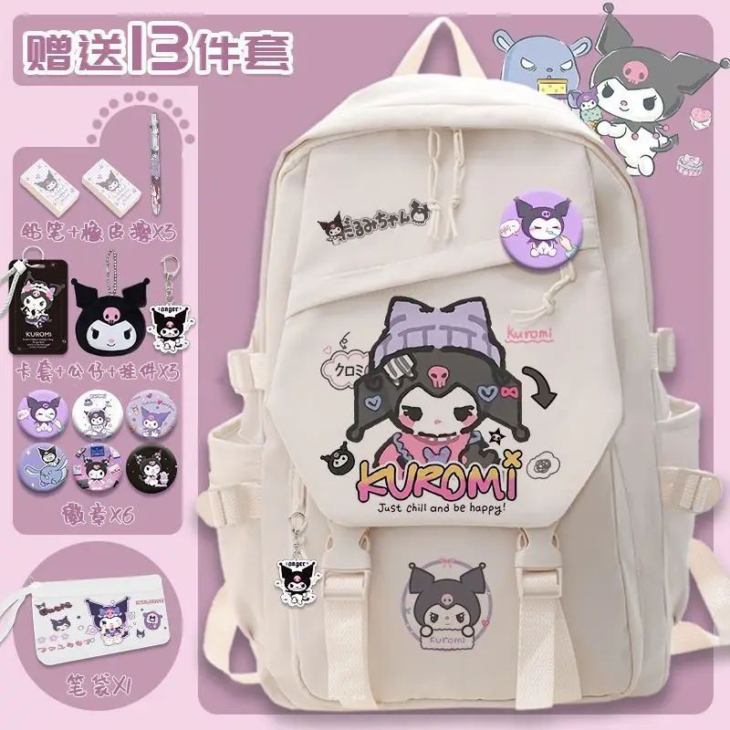 Sanrio bonito dos desenhos animados grande capacidade mochila, mochila casual para estudante menina Ins, novo Clow M