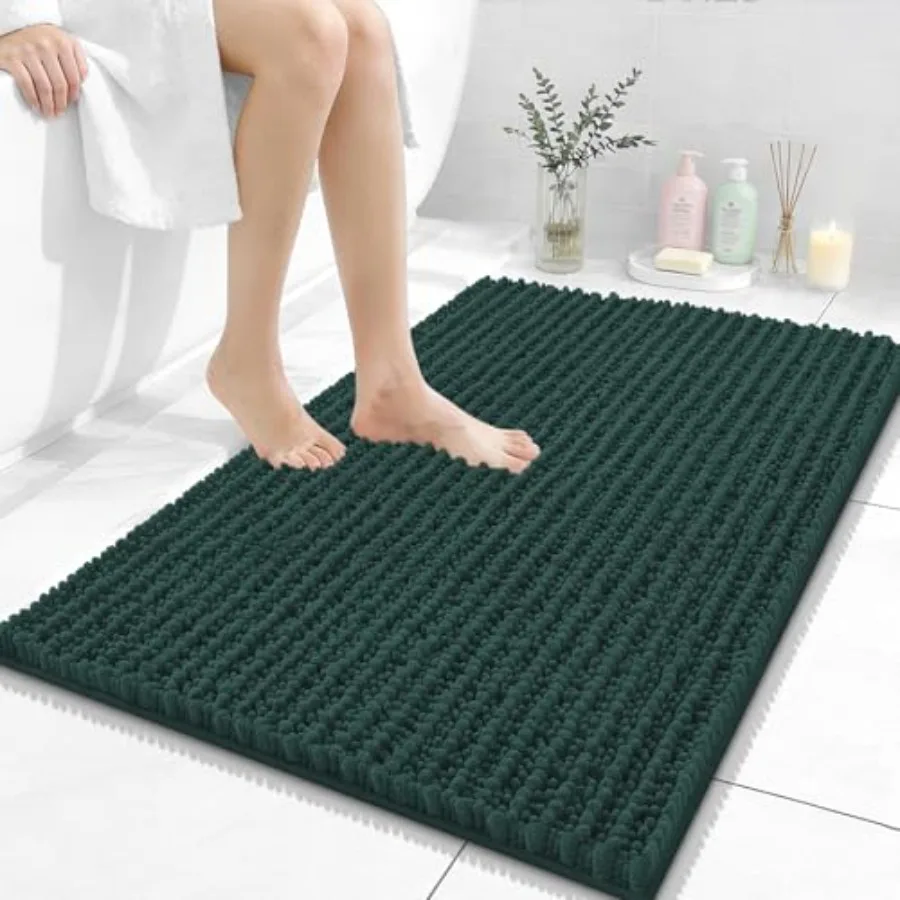 

Коврик для ванной 36x24 дюймов, толстый, мягкий и впитывающий, из шенилла, с нескользящей резиновой основой, машинная стирка, быстросохнущий.