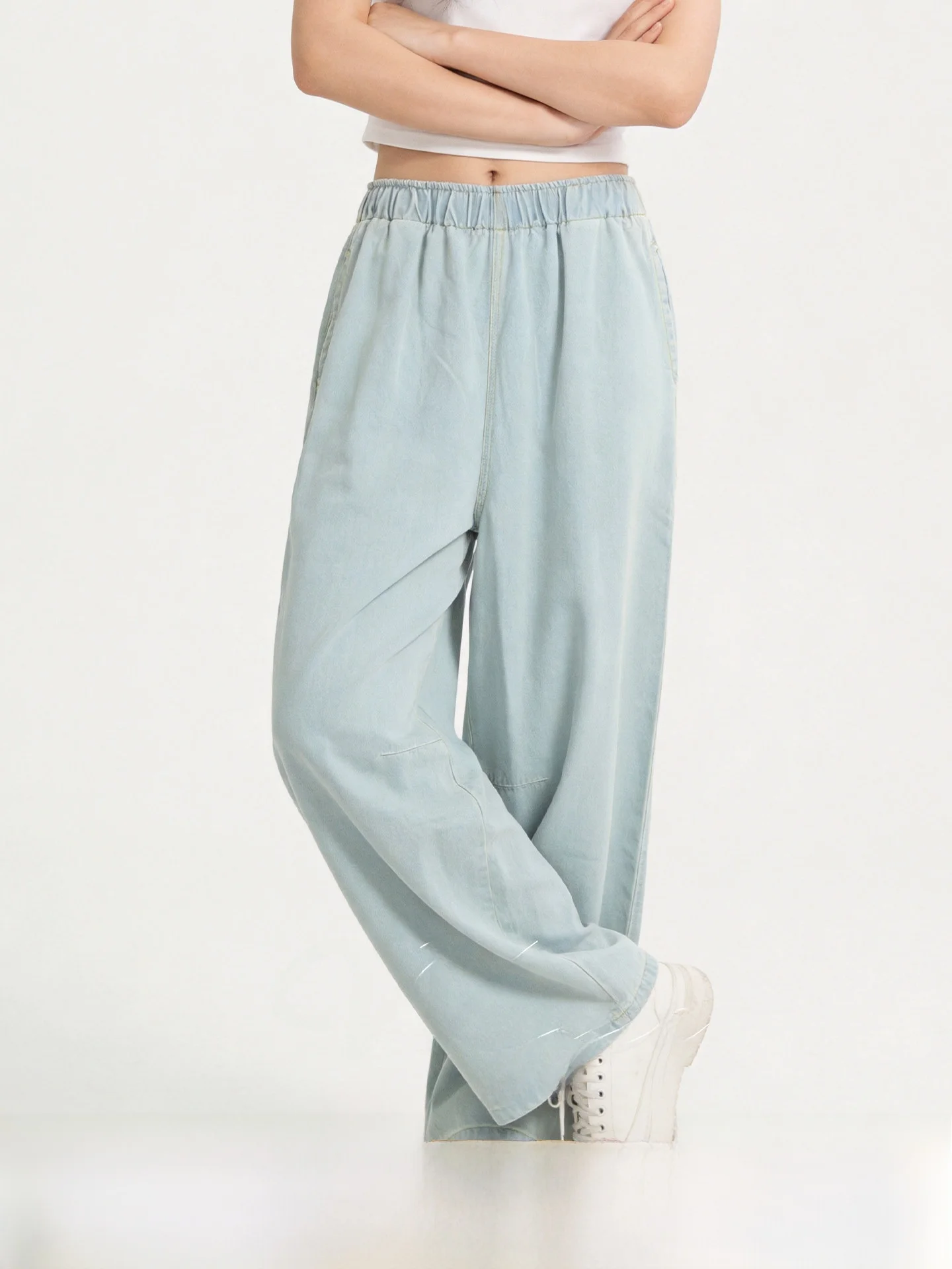 

High Waist Cotton Straight Leg Jeans Women's Spring 2026 Slim Fit Wide Leg Pants Floor Length Loose Fit Casual Style