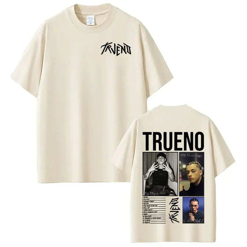 مغني الراب Trueno ألبوم جولة 2025 تي شيرت الرجال النساء الملابس موضة قصيرة الأكمام تي شيرت الشارع الشهير القطن فضفاض تي شيرت للجنسين #3