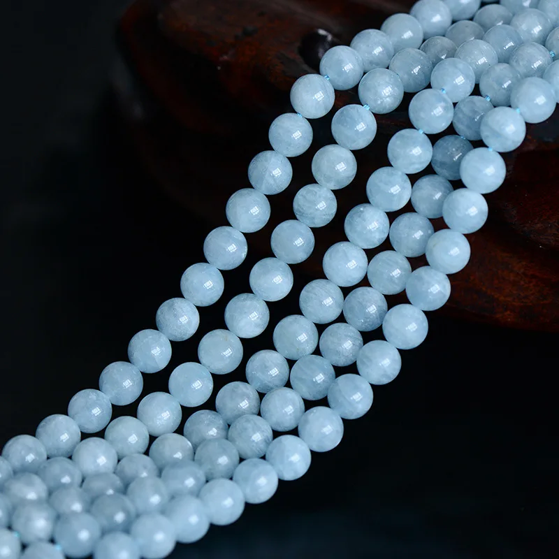 Joanlyn Grade AAA Natural Aquamarine Beads NOT Dyed 5.5mm 6mm 8mm 10mm Smooth Polished Round 15 Inch Strand AQ04