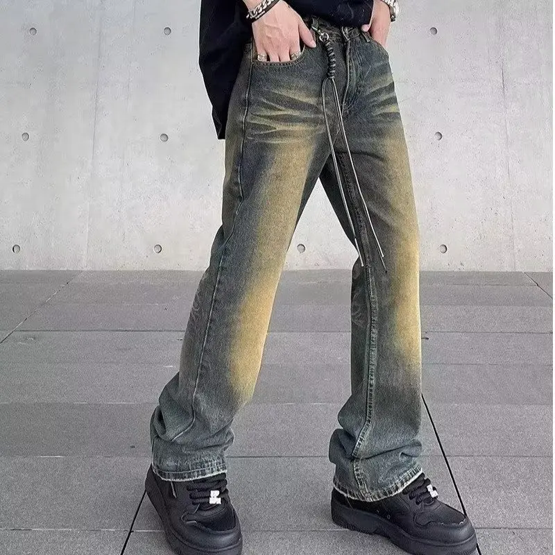 Flared Jeans for Men Baggy Wide Leg Street Vintage Designer Summer Streetwear Trousers Autumn Fashion Y2k Original Denim Pants