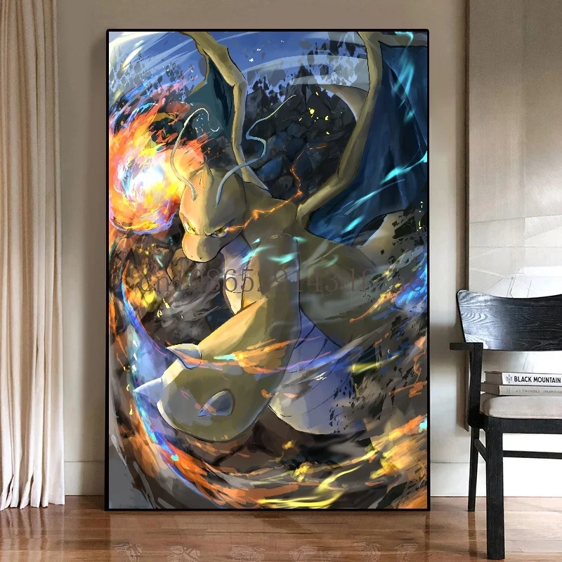 Pokemon Cartoon Anime Canvas Painting Charizard Lucario Poster Print Mural Picture Wall Art Children Room Decor Gifts Cuadros