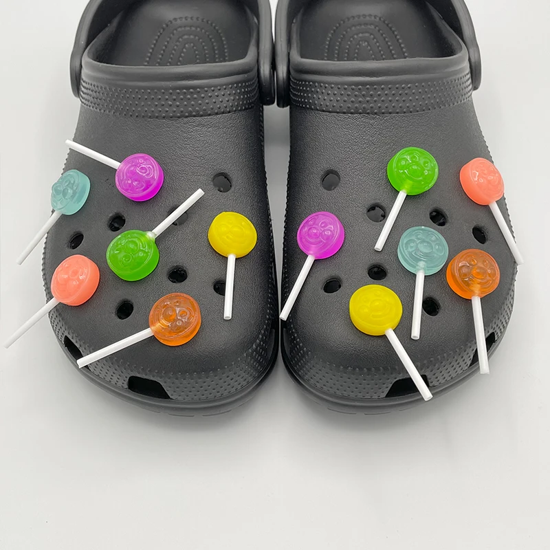 6Pcs Funny Candy Shoe Charms For Slippers Clogs DIY Kawaii Simulation Lollipop Shoe Pins Decoration Accessories Fit Kid\'s Sandal