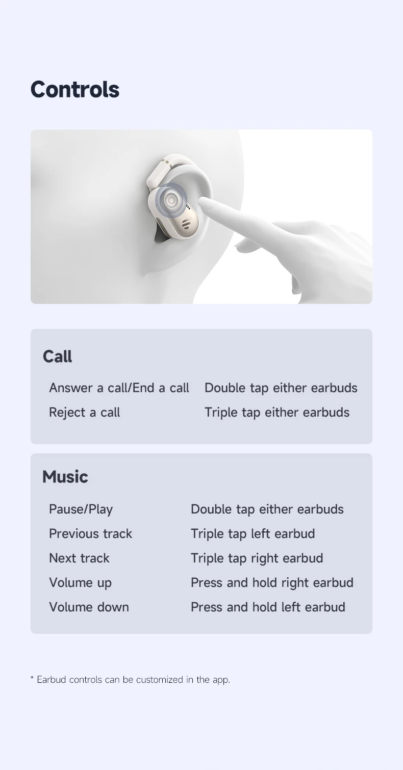 Edifier Comfo Flex Open-Ear True Wireless Ohrhörer Hi-Res Audio 40 Std. Spielzeit KI-Anruf-Geräuschunterdrückung Bluetooth 5.4 Kopfhörer – Detail 13