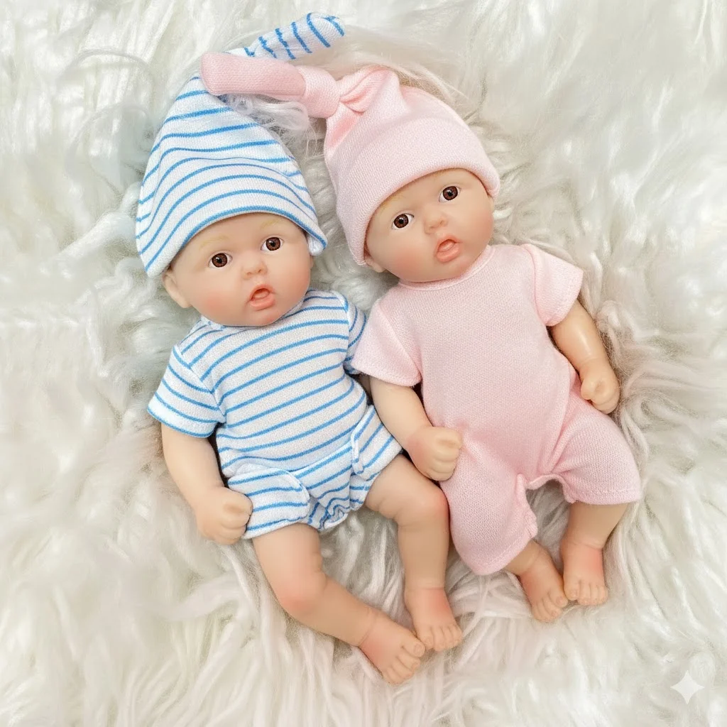 6 cali/15CM Mini urocza cała solidna silikonowa lalka Reborn malowane realistyczne ręcznie robione lalki Reborn na prezent dla dzieci Bebê Reborn — zdjęcie 2