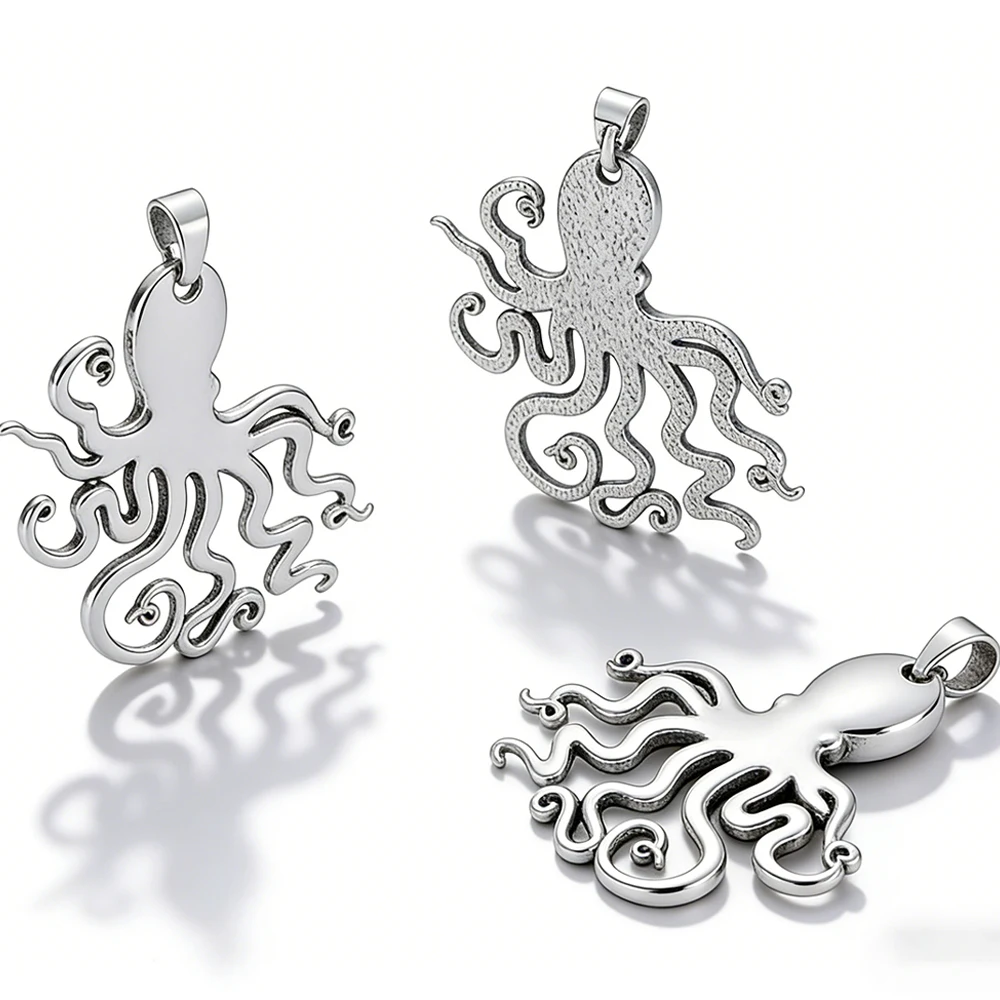ZXZ 2pcs Large Octopus Squid Charms Pendants Nautical Steampunk for Necklace Jewelry Making Findings 90x70mm