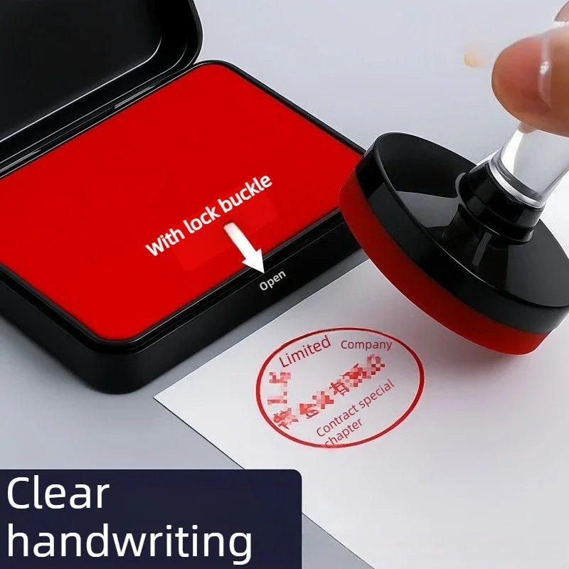 Large Red Oil Based Instant Dry Ink Pad, Fast Drying Refill Stamp Ink Box for Financial Accounting Office Supplies view 3