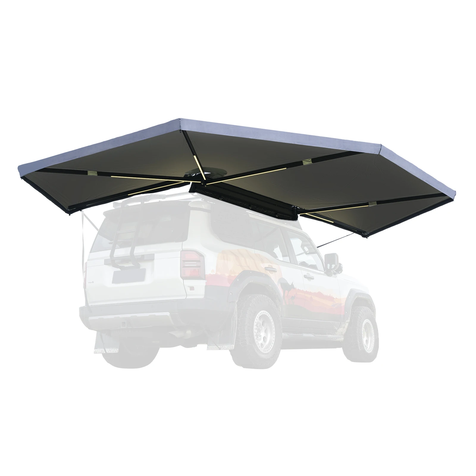 

Waterproof Outdoor Camping Freestanding 270 Degree Awning Sunshade with LED Light for Truck SUV