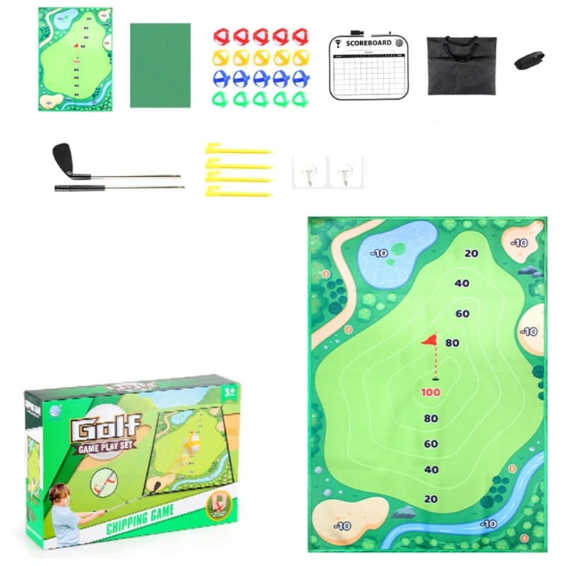 Golf Chipping Game with Stickier Ball, Chipping Golf & Practice Mat Indoor Outdoor Game Golf Game Golfs Club Set