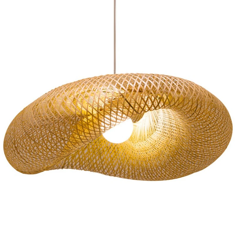 

Modern Bamboo Weaving Wabi Sabi Style Zen Style LED Pendant Light Living Room Study Homestay Dining Retro Lighting Decoration