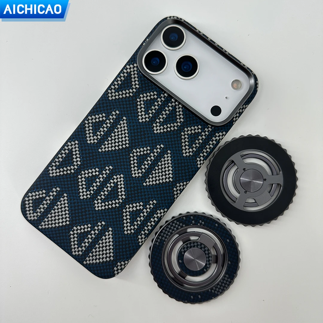 

ACC-Геометрическая форма Синий чехол для телефона из настоящего углеродного волокна для iphone 17Pro/17ProMax Ультратонкий корпус из арамидного волокна