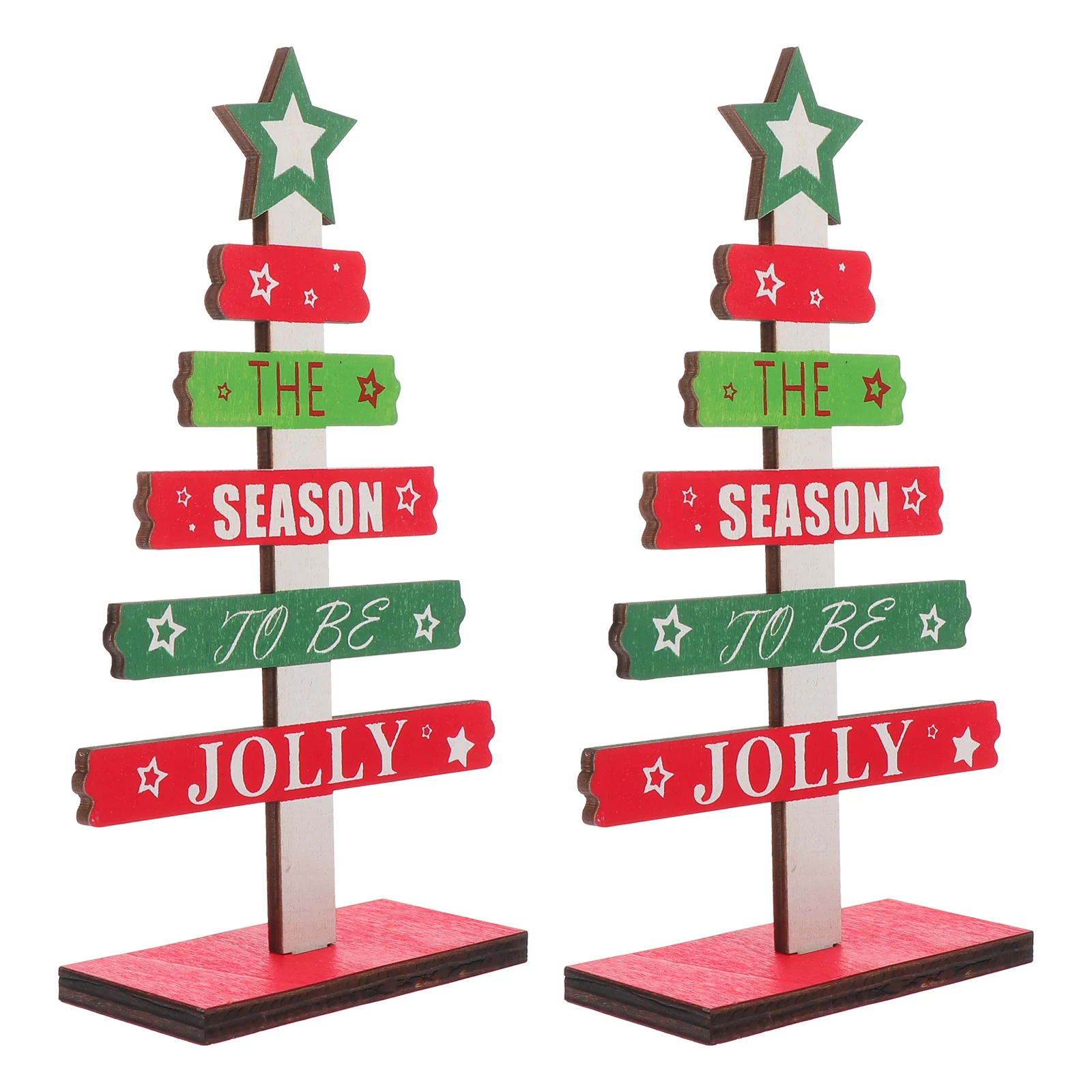 

2 Pcs Christmas Tabletop Decorations Tree Ornaments Dining Room Desktop Party Office