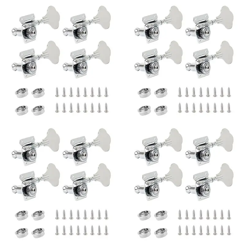 

A99I-16Pcs Guitar Tuning Pegs Electric Bass Tuner Peg Guitar Open Gear Tuning Pegs Machine Heads Silver