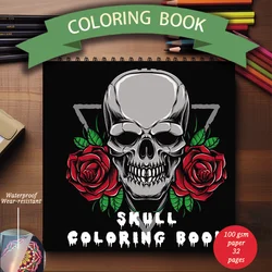Coloring Book - 7.87x 7.87 inches 32 pages Skull Coloring Book - Perfect gift for family or friends