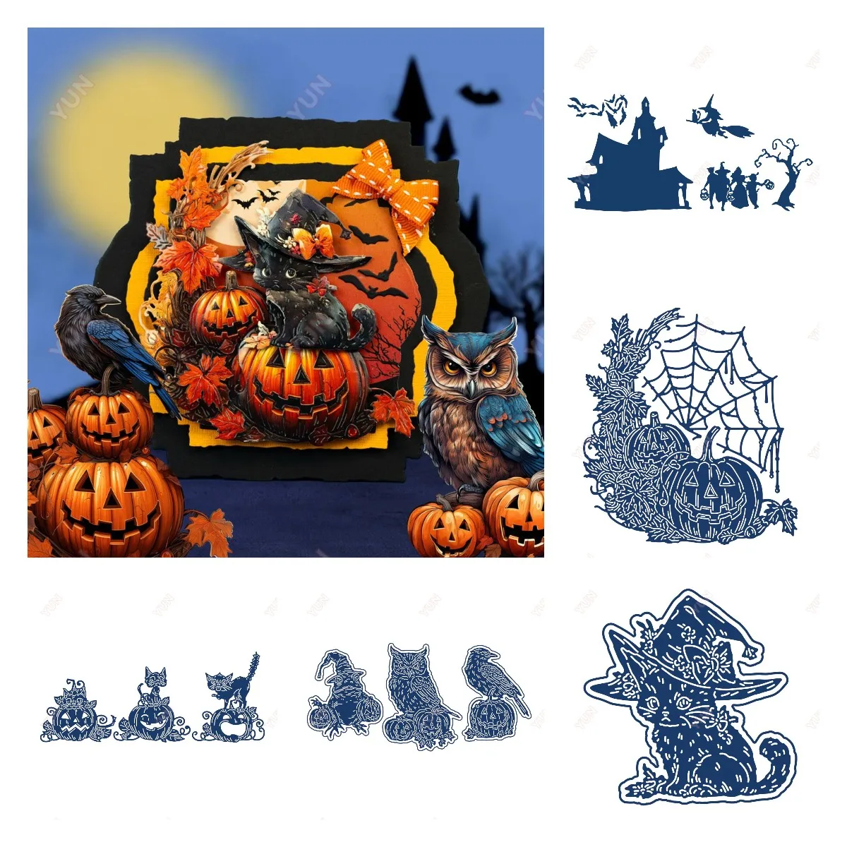 

Halloween Harvest Die Set Spooky Silhouettes Sabrina Metal Cutting Dies Scrapbook Diary Decoration Embossing Cut Die Template