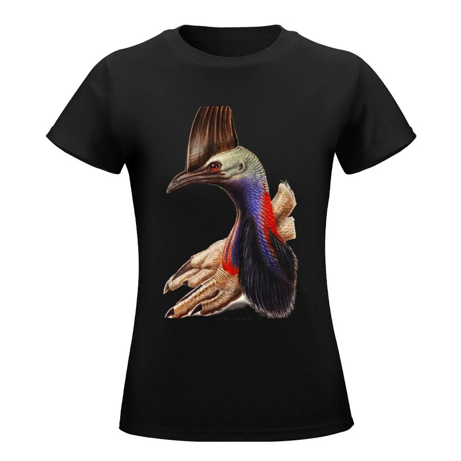 Australian Cassowary Bird Art Canvas print online delivery. Made in Australia T-Shirt Short sleeve tee summer clothes for Women