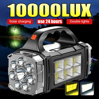 8LED Portable Outdoor Torch Solar Charging LED Flashlight USB Rechargeable Lamp Searchlight COB Glare Flashlight Camping Lantern